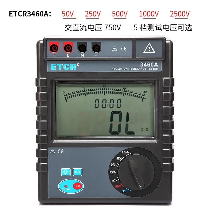 Iridium Etcr3460a Insulation Resistance Tester Etcr3460b Digital MEGOHMMETER Insulation Resistance 5000V
Iridium Etcr3460a Insulation Resistance Tester Etcr3460b Digital MEGOHMMETER Insulation Resistance 5000V
