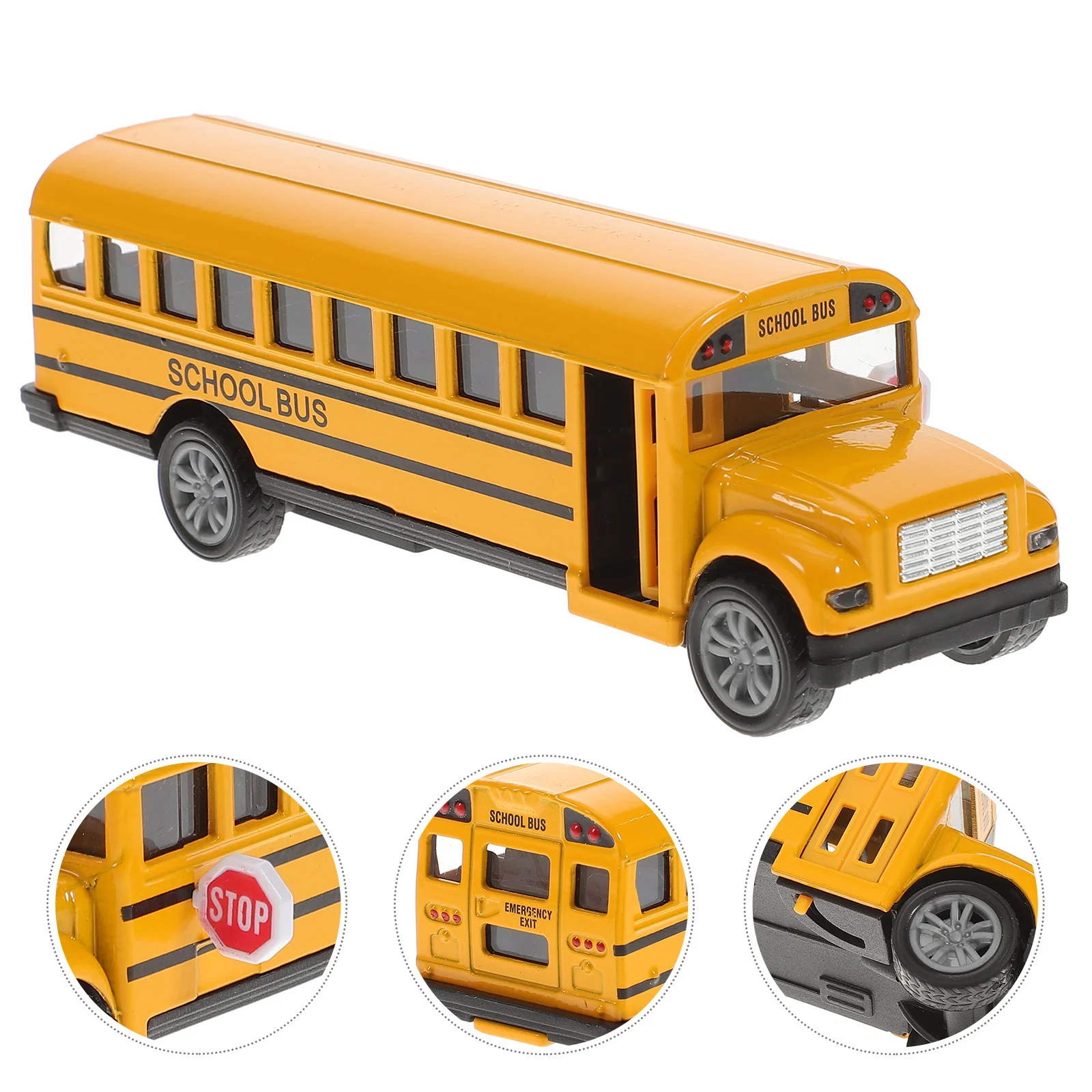 

School Bus Model, Die Cast Back Vehicles Cars 5 11In Educational Gift for Kids