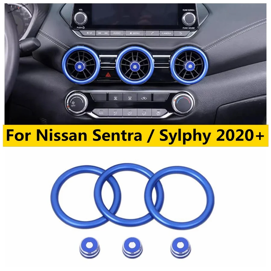 

Blue Air Conditioning Vents Frame Trim Dashboard AC Outlet Decoration Cover Fit For Nissan Sentra / Sylphy 2020 - 2023