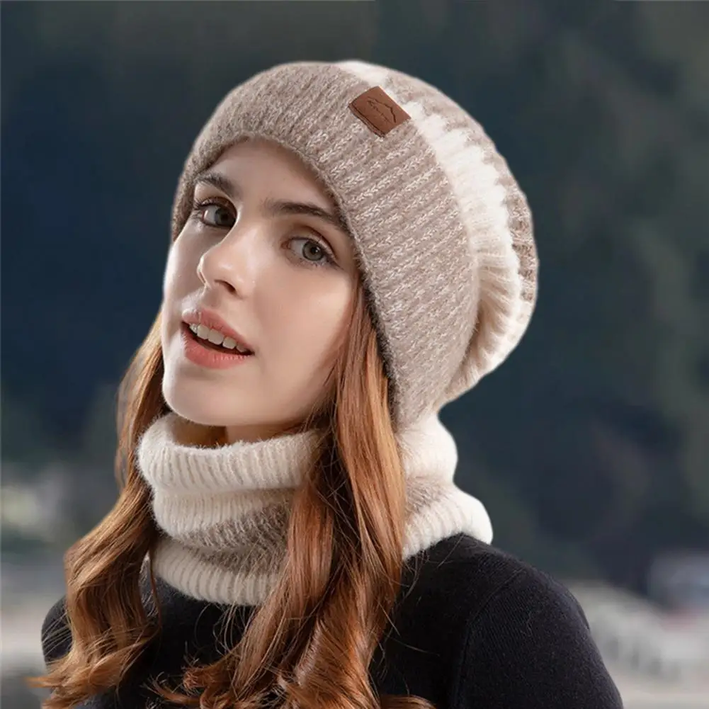 

Neck Warmer Soft Fleece Lined Hat Scarf Set for Women Warm Winter Beanie Windproof Scarf Combo Ideal for Cold Winter Warm Hat