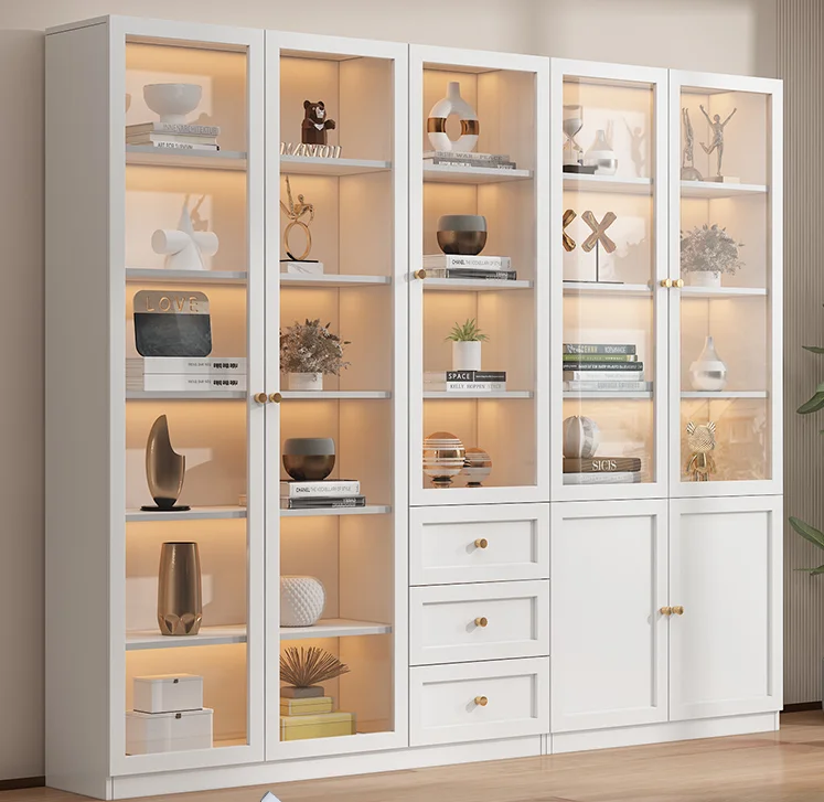 Bookshelves and bookshelves integrated whole wall with glass doors Modern minimalist study living room home
Bookshelves and bookshelves integrated whole wall with glass doors Modern minimalist study living room home