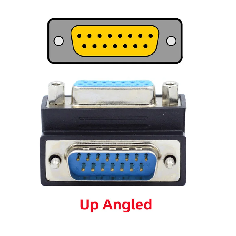 

Chenyang Down UP 90 Degree Angled DSUB D-subminiature 15pin Male to Female Extension Adapter DB Connector
