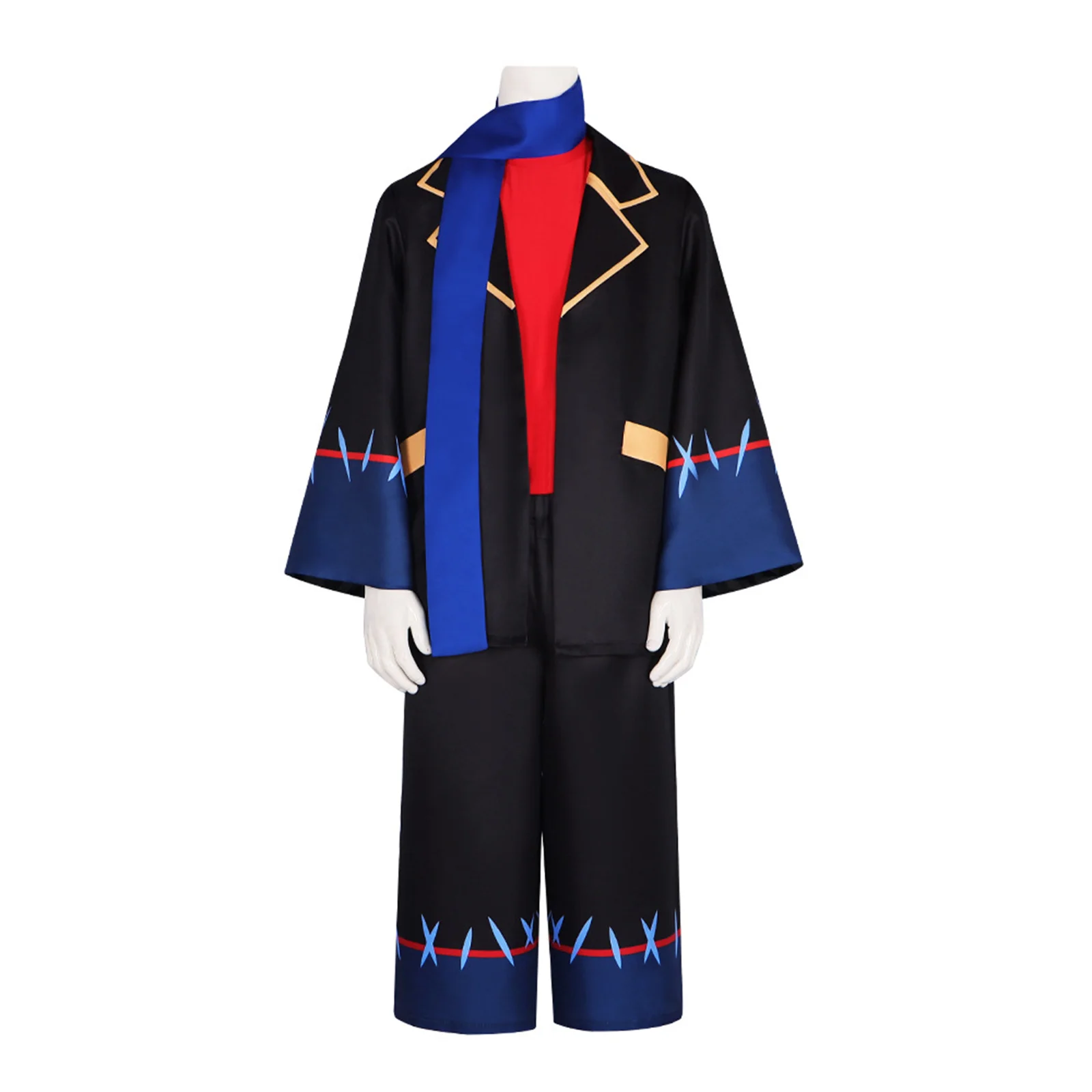 

In Stock Undertale Error Sans Cosplay Costume For Adult Black School Uniform Jacket Pants With Royal Blue Scarft Halloween Suit