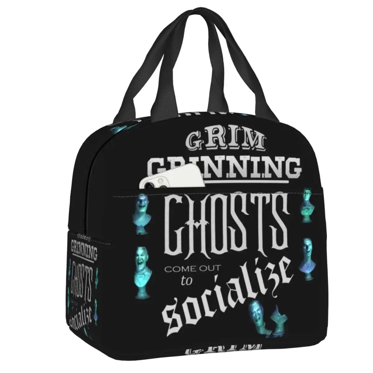 

Хэллоуин Grim Grinning Ghost термоизолированная сумка для обеда с привидениями из дома с привидениями многоразовый контейнер для обеда коробка для женщин детские пакеты для еды