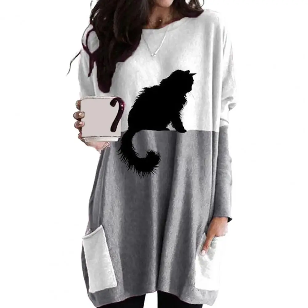 Women's autumn and winter long-sleeved tops with color block print decoration, loose and casual.
Women's autumn and winter long-sleeved tops with color block print decoration, loose and casual.
