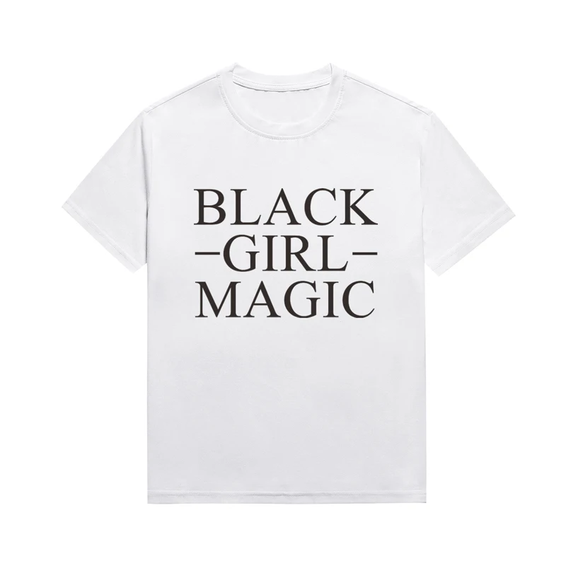 

Черная Женская футболка с волшебным слоганом для девушек, повседневный топ в нейтральном стиле, футболка на заказ, эстетическая одежда меланина