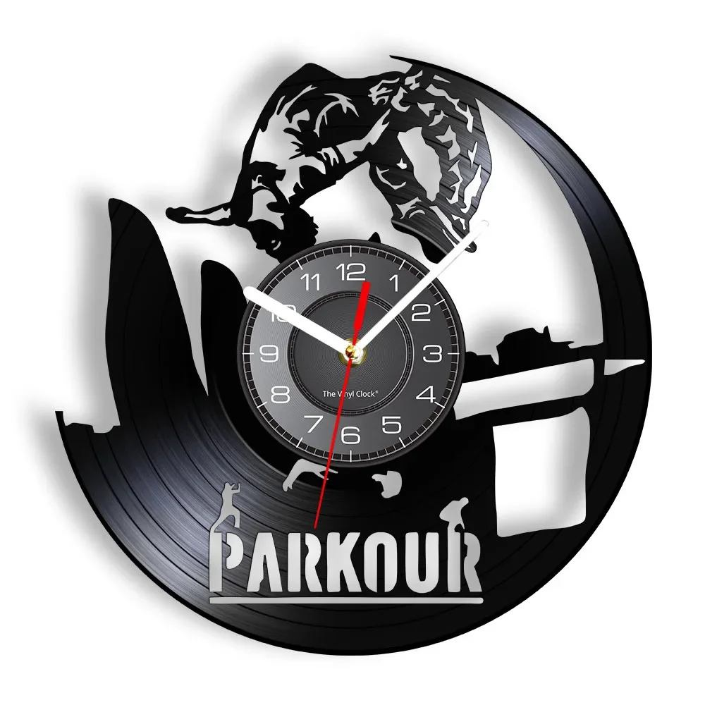 

Настенные часы Parkout, сделанные из настоящей виниловой пластины, уличные, для экстремального спорта, бега, скакалка, виниловые настенные часы LP, подвесные настенные украшения