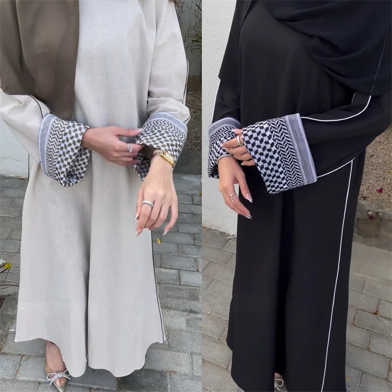 

2024 New Dubai Abaya Muslim Women Eid Ramadan Modest Dresses Middle East Turkey Patchwork Elegant Dress for Party Islam Robe