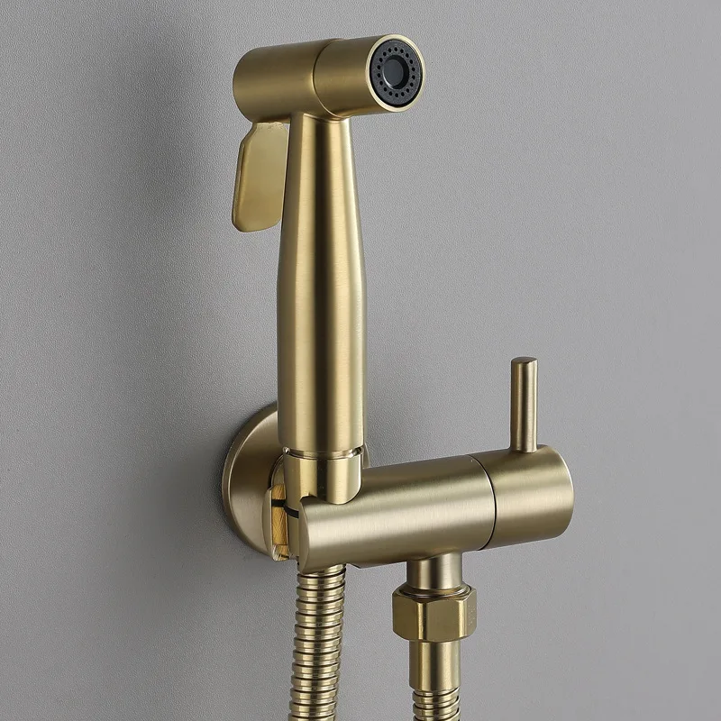 Handheld Bidet Sprayer Set brushed gold Toilet Kit Bidet Faucet for Bathroom Shower Head Self Cleaning Hand hose Sprayer
Handheld Bidet Sprayer Set brushed gold Toilet Kit Bidet Faucet for Bathroom Shower Head Self Cleaning Hand hose Sprayer