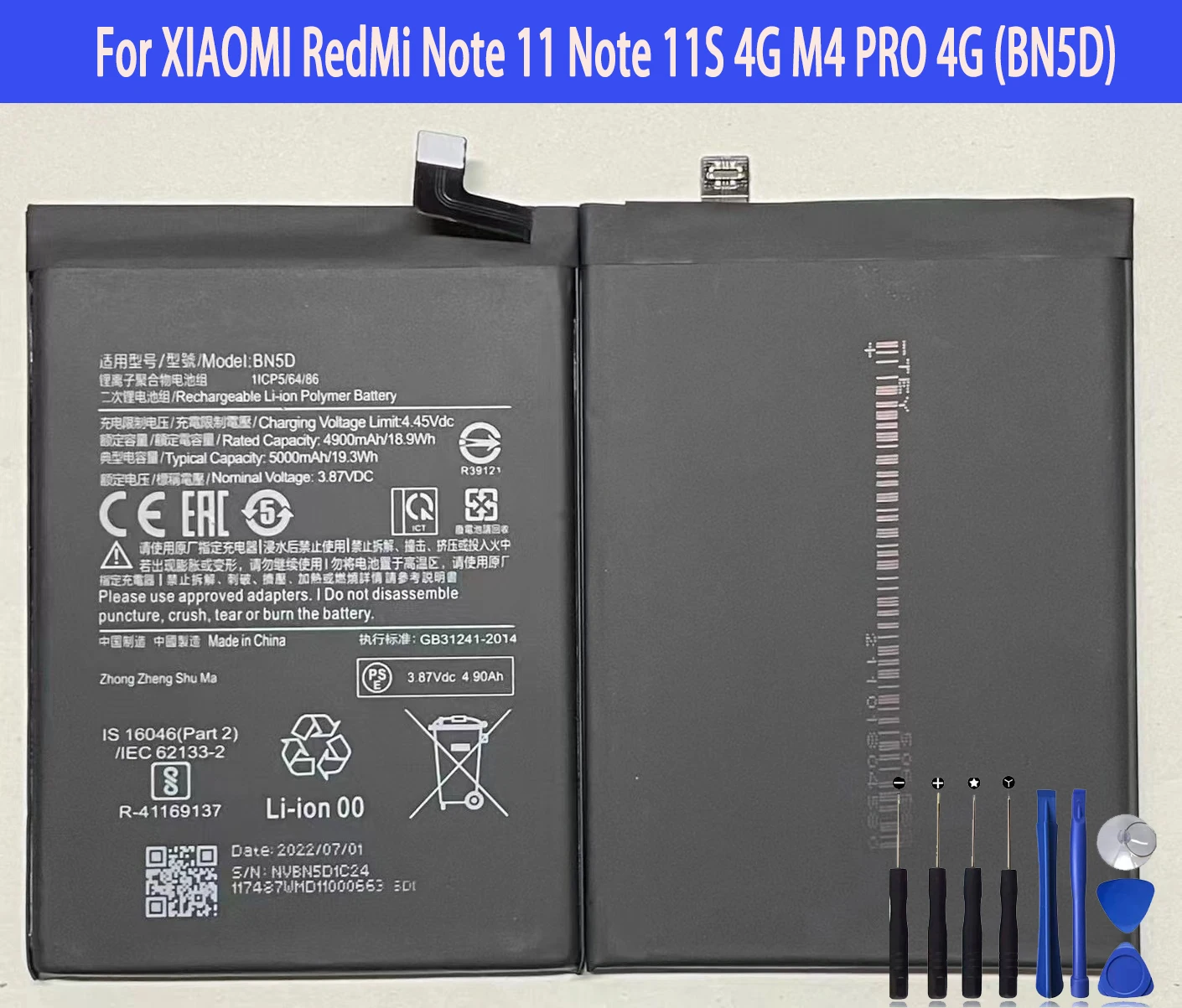 Original Capacity BN5D Replacement Battery For XIAOMI RedMi Note 11 Note 11S 4G M4 PRO 4G Batteries Bateria
Original Capacity BN5D Replacement Battery For XIAOMI RedMi Note 11 Note 11S 4G M4 PRO 4G Batteries Bateria