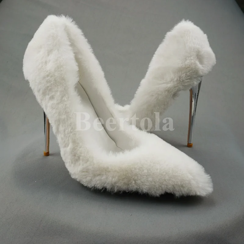 Elegant White Lamb Wool Woman Pumps Short Plush Shallow Stilettos 12Cm High Heels Ladies Party Wedding Bridal Comfortable Shoes
Elegant White Lamb Wool Woman Pumps Short Plush Shallow Stilettos 12Cm High Heels Ladies Party Wedding Bridal Comfortable Shoes