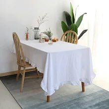 

Cotton Tablecloths, Waterproof Table Covers Pure Color Simplicity White Dining Table Coffee Table Deco