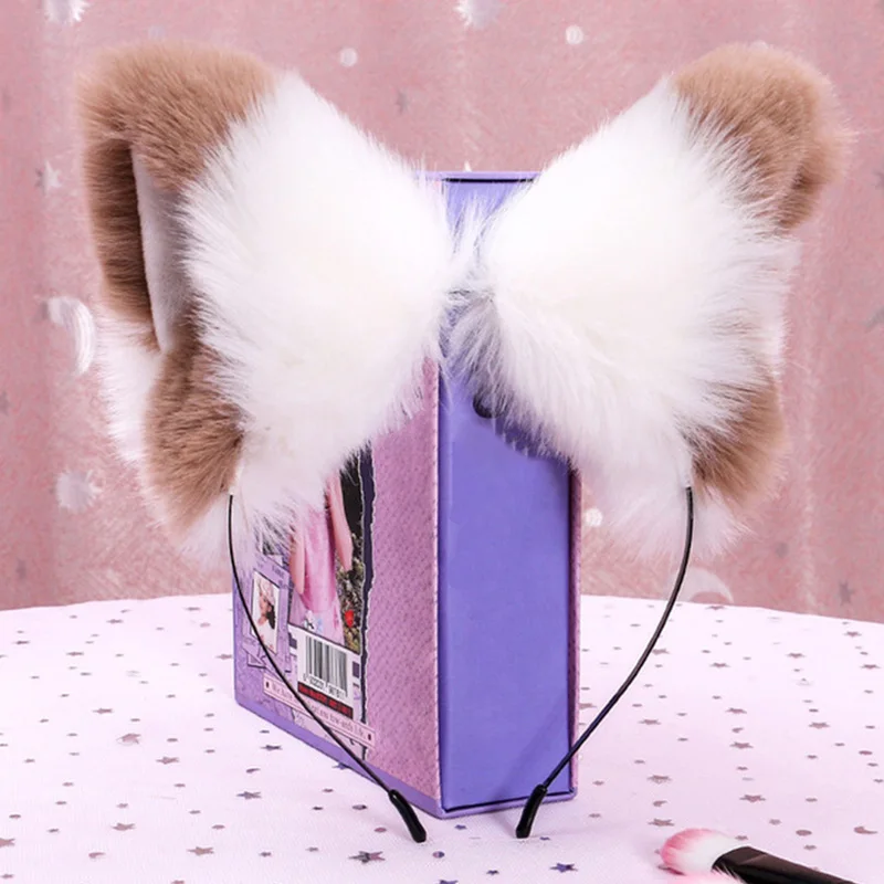 

Реалистичная пушистая повязка на голову с кошачьими ушками, 1 шт., милая Лолита из искусственного меха, обруч для волос в стиле аниме, головной убор для косплея на Хэллоуин