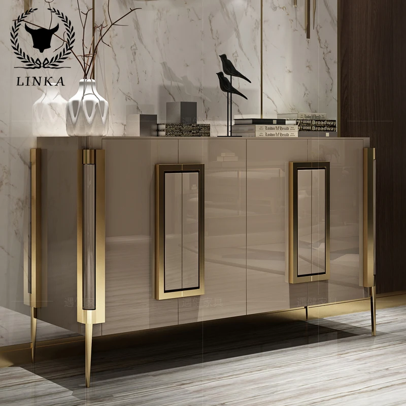 

Light luxury sideboard Italian minimalist porch stainless steel Nordic foyer cabinet modern locker complete