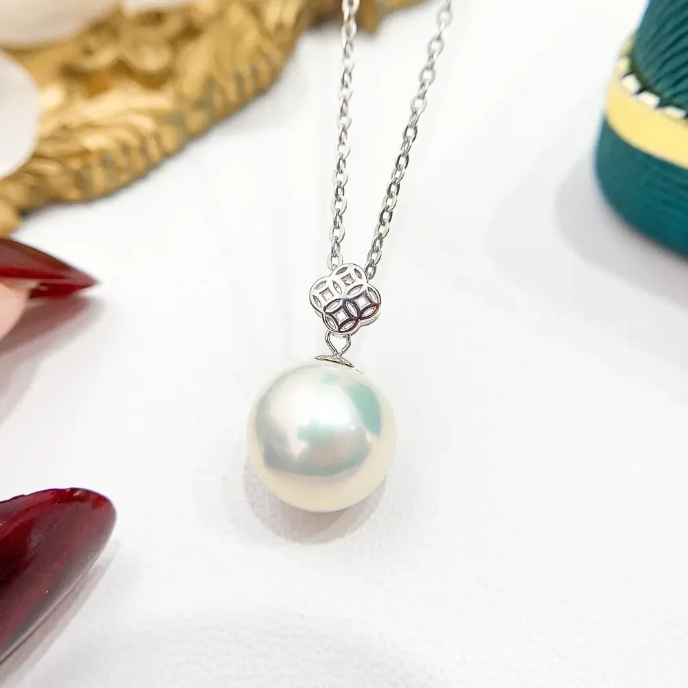 

DIY Pearl Accessories G18K Yellow and White Gold Pendant Empty Holder Fashion Necklace Pendant Holder Women's 9-13mm Round Beads