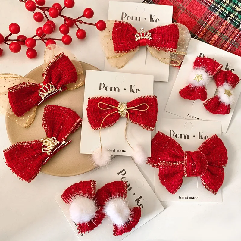 New Year's Red Children's Bow Hairball Crown Fabric Little Girl Hairpin Cute Sweet Holiday Hair Accessories
New Year's Red Children's Bow Hairball Crown Fabric Little Girl Hairpin Cute Sweet Holiday Hair Accessories