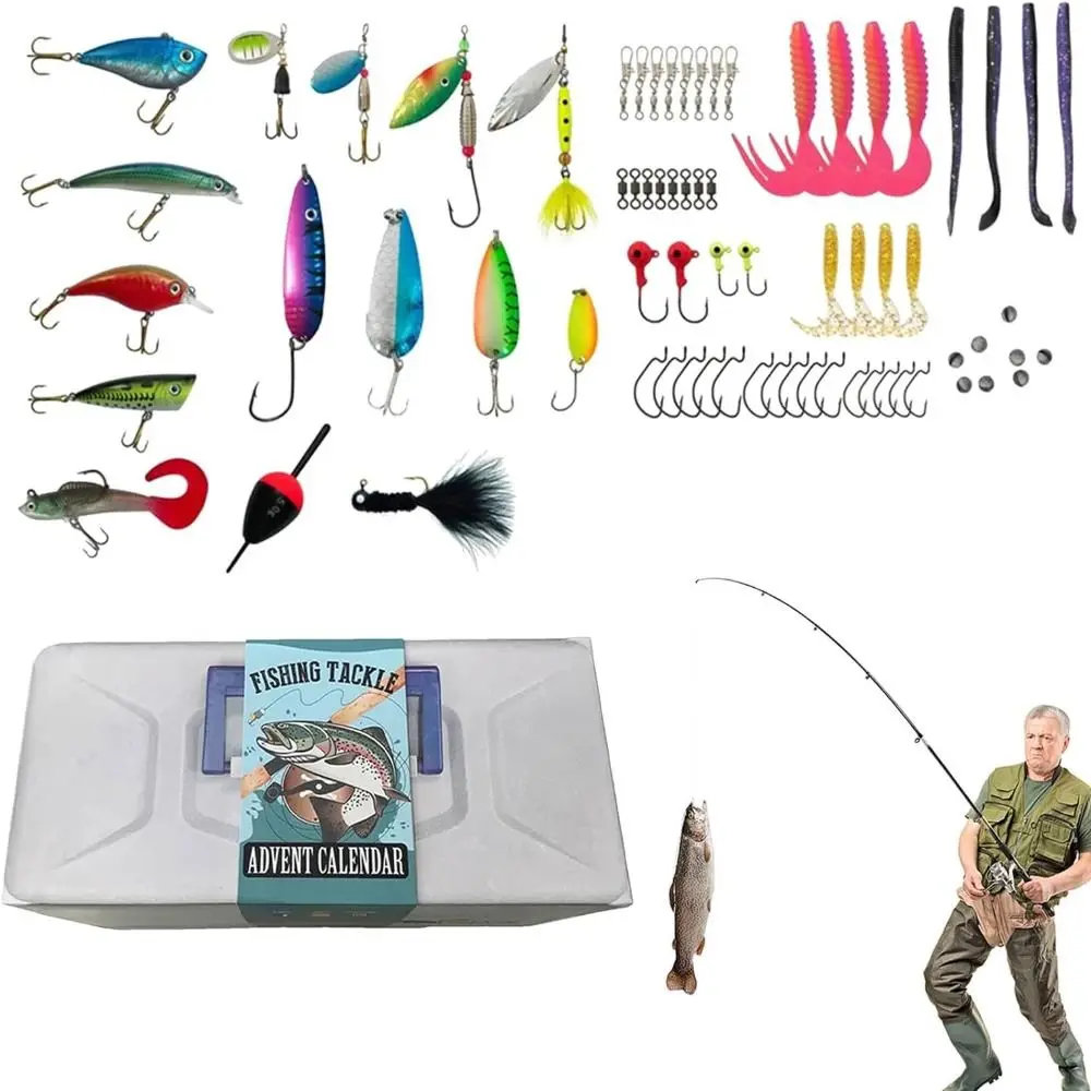 

24 Days Christmas Advent Calendar New Acrylic Fishing Lure Set Calendar Blind Box Fish Bait Christmas Calendar Men