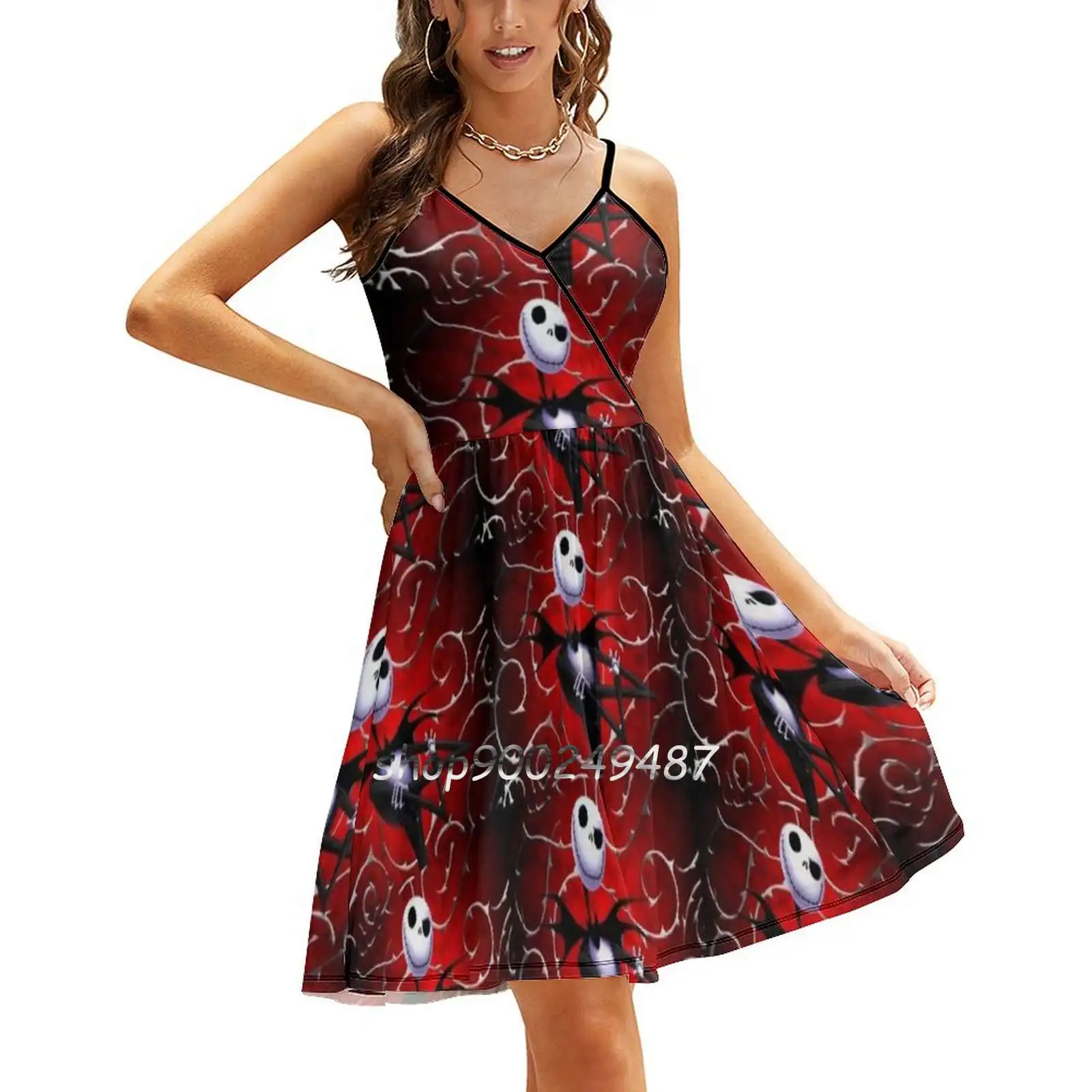 In Red Sweet Summer Casual Sling Dresses Korean Women Sexy Sundress Skeleton Skull Goth Cartoon Comic Movie Nightmare Before
In Red Sweet Summer Casual Sling Dresses Korean Women Sexy Sundress Skeleton Skull Goth Cartoon Comic Movie Nightmare Before