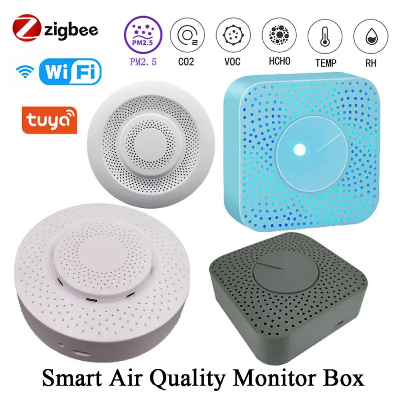 Tuya WIFI/Zigbee Smart Air Quality Monitor Box VOC HCHO PM2.5/10 Gas Detector Temperature Humidity Meter 6 IN 1 Air Housekeeper
Tuya WIFI/Zigbee Smart Air Quality Monitor Box VOC HCHO PM2.5/10 Gas Detector Temperature Humidity Meter 6 IN 1 Air Housekeeper