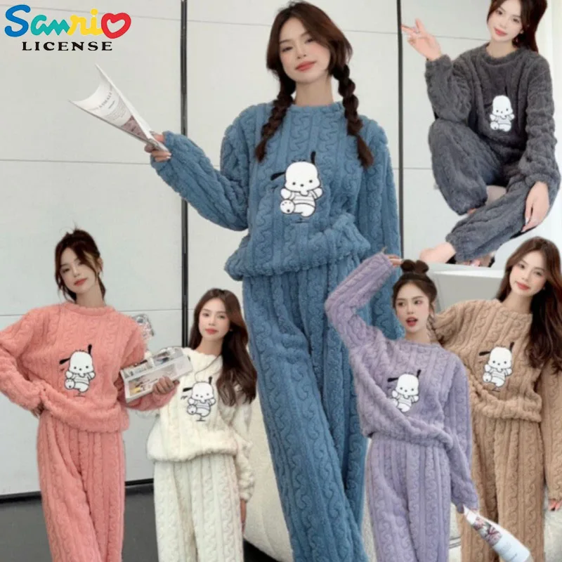 Kawaii Sanrio Cotton Flannel Pajamas Cute Pochacco Fall and Winter New Thickened Warm Home Cartoon Pajamas Set Girls Anime Gift
Kawaii Sanrio Cotton Flannel Pajamas Cute Pochacco Fall and Winter New Thickened Warm Home Cartoon Pajamas Set Girls Anime Gift