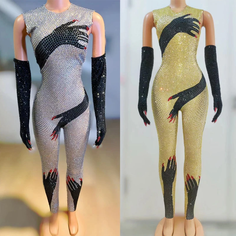 Sexy Pole Dance Outfit Black Silver Rhinestones Jumpsuit Gloves Women Dj Ds Party Gogo Clothing Drag Queen Costume XS6638
Sexy Pole Dance Outfit Black Silver Rhinestones Jumpsuit Gloves Women Dj Ds Party Gogo Clothing Drag Queen Costume XS6638