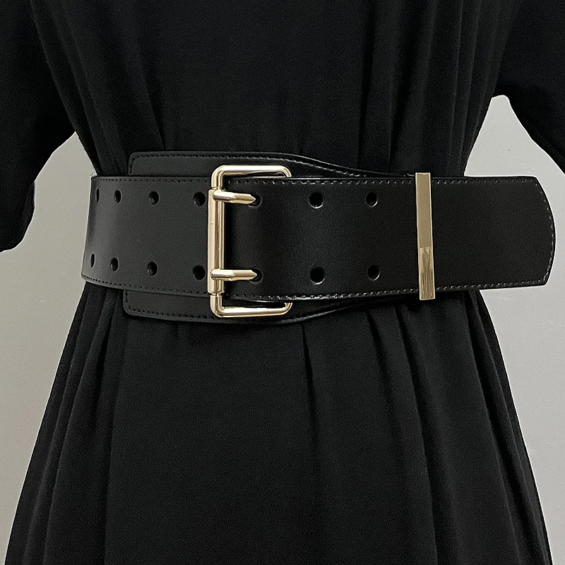 

Double Layer Pin Buckle Waist Belt Women Wide Slim Corset Genuine Leather Women Spring Coat Dress Shirt Waistbands Cowhide Belts