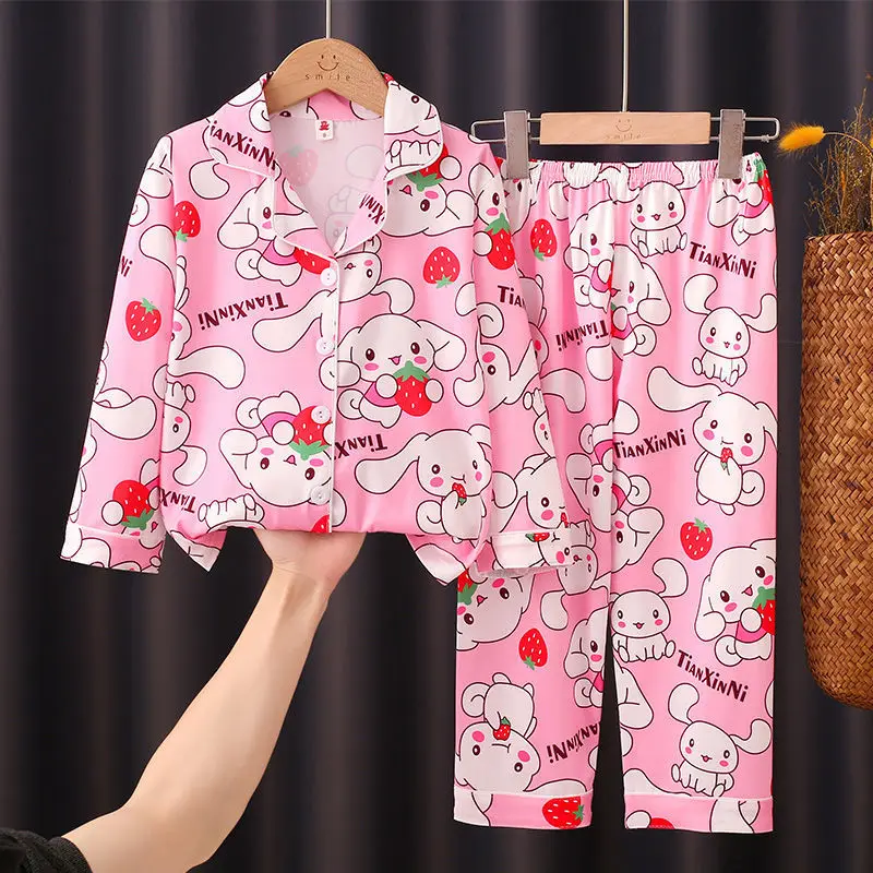 Anime Sanrio Hello Kitty Cinnamonroll Girl Pajamas Kuromi My Melody Cartoon Children Casual Loose Long Sleeved Nightwear Suit 
Anime Sanrio Hello Kitty Cinnamonroll Girl Pajamas Kuromi My Melody Cartoon Children Casual Loose Long Sleeved Nightwear Suit