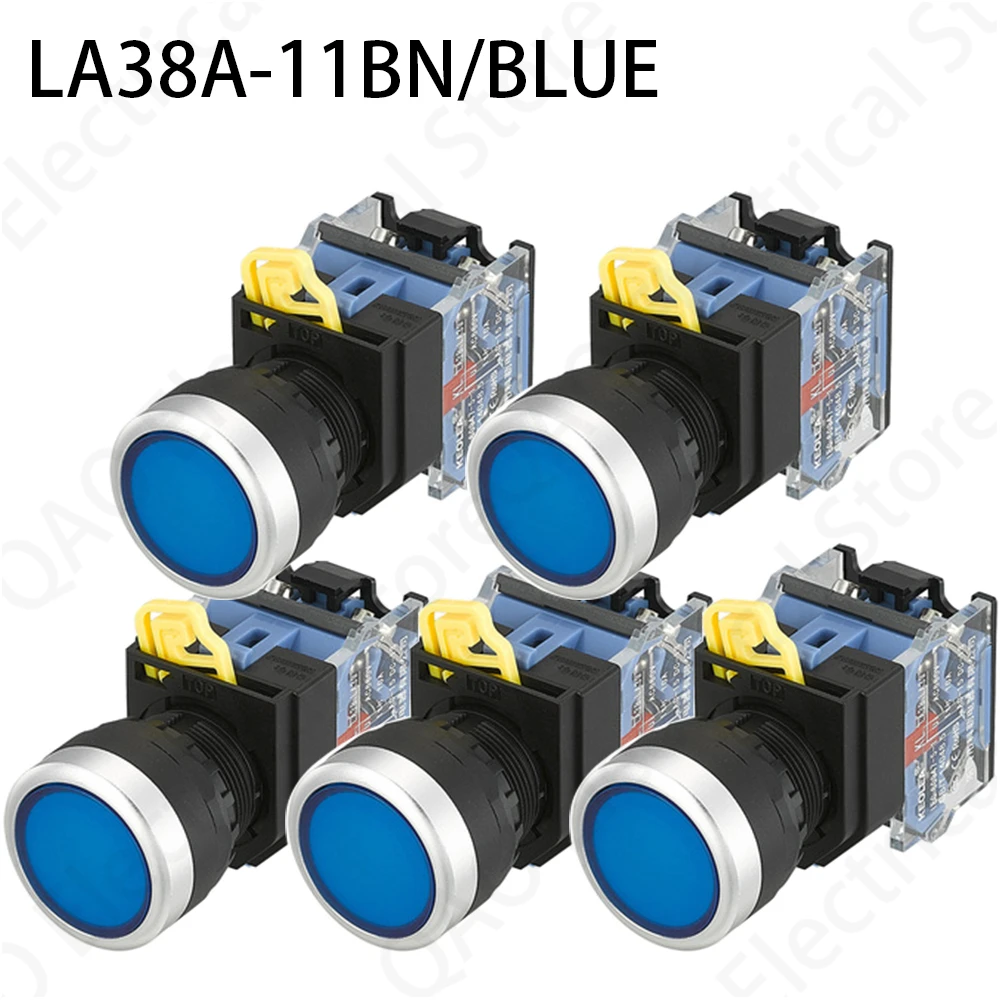 5PCS LA38A-11BN Quality Sliver Contact Push Button Switch On/Off Momentary/Latching 22mm blue
5PCS LA38A-11BN Quality Sliver Contact Push Button Switch On/Off Momentary/Latching 22mm blue