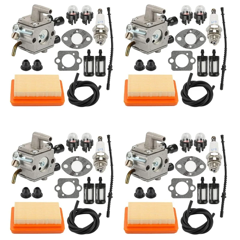 

4X Carburetor Air Filter Bulb Fuel Repower Kit Fit For Stihl FS120 FS200 FS250 FS300 FS350 FR450 String Trimmer