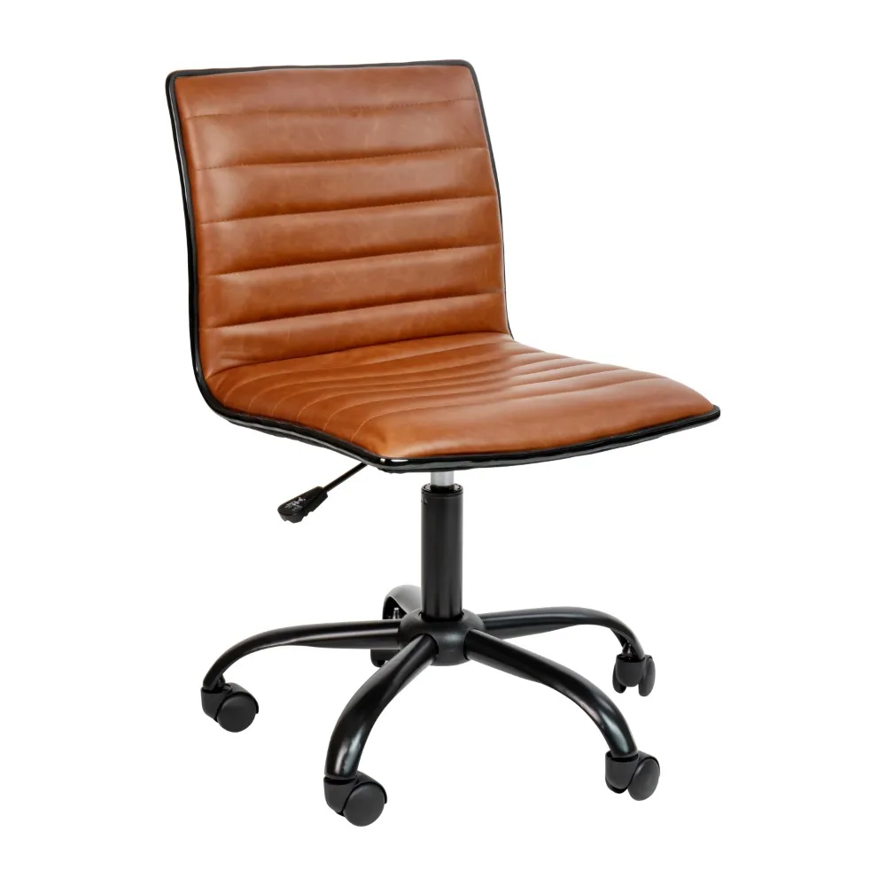 Low Back Designer Armless Brown Ribbed Swivel Task Office Chair with Black Frame and Base office chair ergonomic
Low Back Designer Armless Brown Ribbed Swivel Task Office Chair with Black Frame and Base office chair ergonomic
