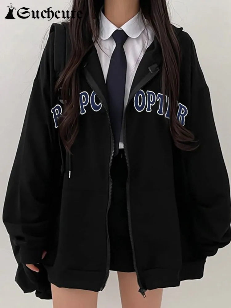 SUCHCUTE Korean Fashion Oversized Sweatshirts Preppy Style Letter Print Black Hoodie Women Casual Streetwear Hooded Clothes 2022
SUCHCUTE Korean Fashion Oversized Sweatshirts Preppy Style Letter Print Black Hoodie Women Casual Streetwear Hooded Clothes 2022