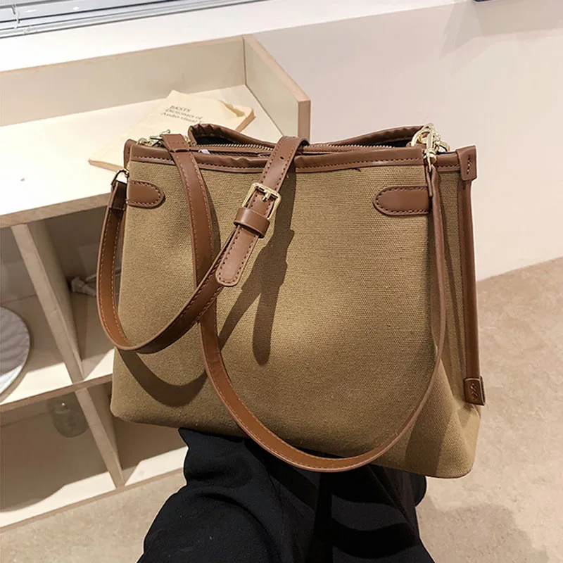 Women's Fashion Contrast Color Single -shoulder Messenger Bags Large Capacity Canvas Commuter Tote Handbag Casual Crossbody Bag
Women's Fashion Contrast Color Single -shoulder Messenger Bags Large Capacity Canvas Commuter Tote Handbag Casual Crossbody Bag