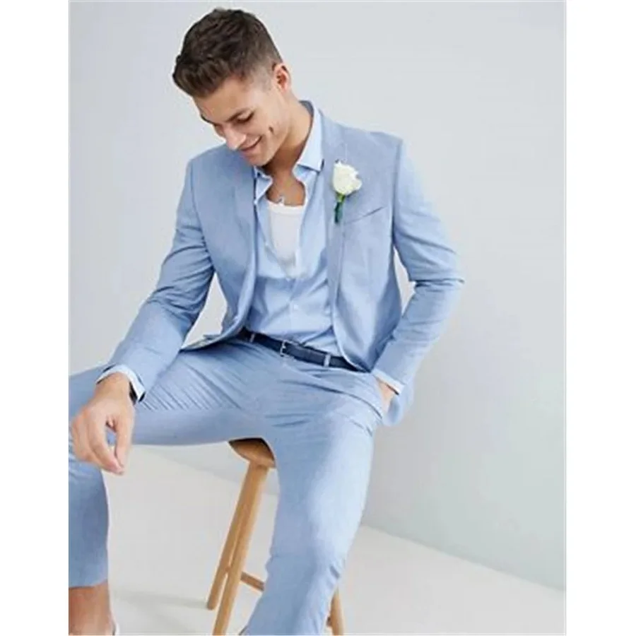 Light Blue Slim Fit Men Suits Casual Beach Summer Tuxedo Suit 2 Pieces Set Wedding Mens Suits With Pants Terno Masculino
Light Blue Slim Fit Men Suits Casual Beach Summer Tuxedo Suit 2 Pieces Set Wedding Mens Suits With Pants Terno Masculino