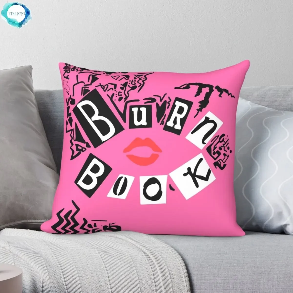 

Burn Book Mean Girls Pillowcase Polyester Linen Velvet Pattern Zip Decor Sofa Cushion Cover