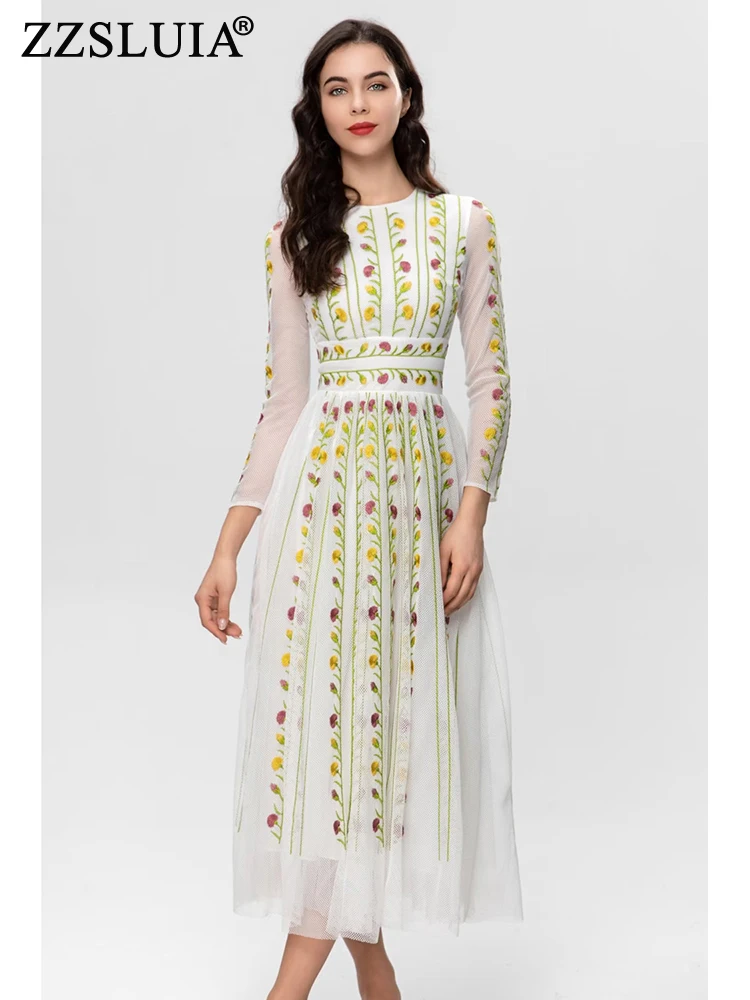 ZZSLUIA Elegant Dresses For Women Heavy Embroidery Patchwork Designer Slim Long Dress Fashion Long Sleeve Mesh Dresses Female
ZZSLUIA Elegant Dresses For Women Heavy Embroidery Patchwork Designer Slim Long Dress Fashion Long Sleeve Mesh Dresses Female
