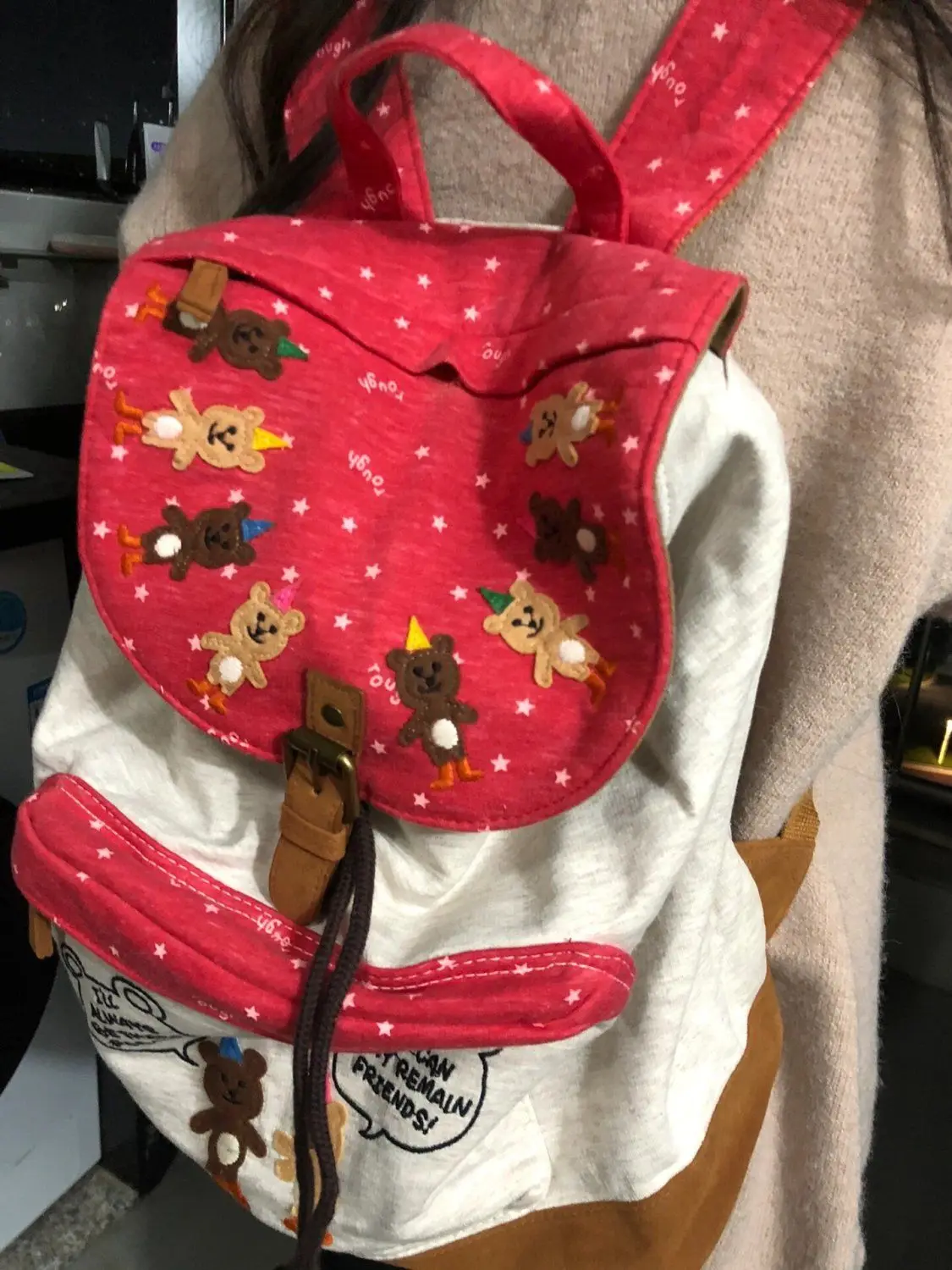 Милый рюкзак для студентов с маленьким медведем, винтажный рюкзак большой вместимости с милым мультяшным рисунком, школьный ранец, женская сумка, сумка для хранения на работу 
Милый рюкзак для студентов с маленьким медведем, винтажный рюкзак большой вместимости с милым мультяшным рисунком, школьный ранец, женская сумка, сумка для хранения на работу