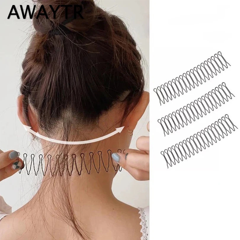 

AWAYTR Women Invisible Broken Hair Hairpin Adult Tiara Tools Roll Curve Needle Bangs Fixed Insert Comb Styling Accessories