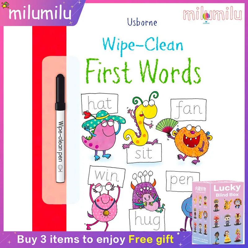 

MiluMilu Usborne Wipe Clean First Words Colouring English Activity Story Picture Book