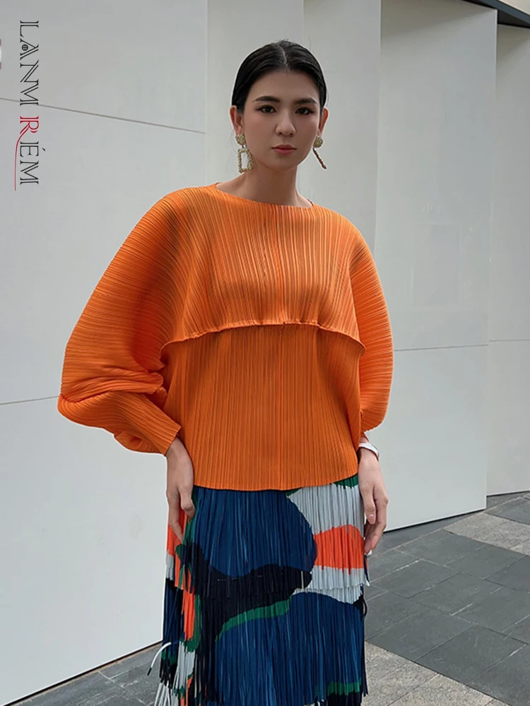 LANMREM Pleated Loose T-shirt For Women Long Sleeves Orange Color 2023 Summer New Batwing Style Female Fashion Top 2DA1609
LANMREM Pleated Loose T-shirt For Women Long Sleeves Orange Color 2023 Summer New Batwing Style Female Fashion Top 2DA1609