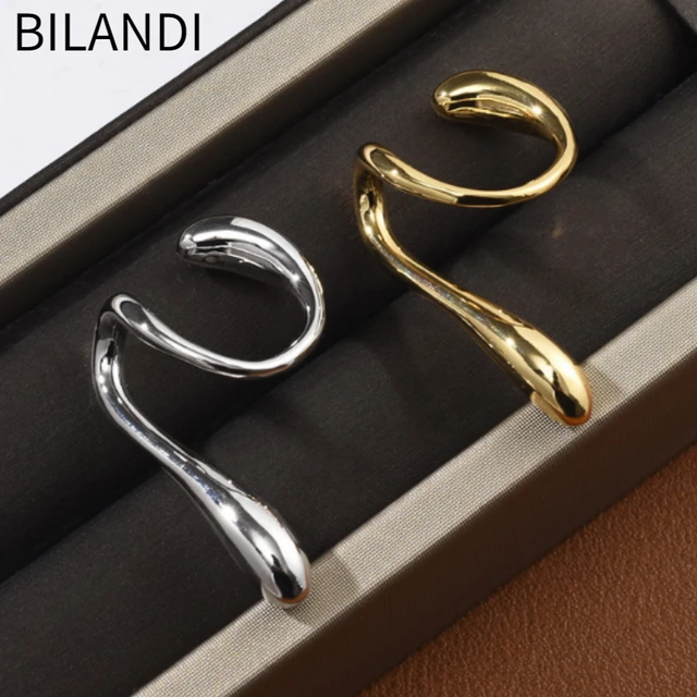 Bilandi-Boucles d'oreilles à clip en métal pour femmes et filles, bijoux modernes, tendance cool, cadeau de fête, accessoires de manchette fine, offre spéciale, nouveau, 2023 2