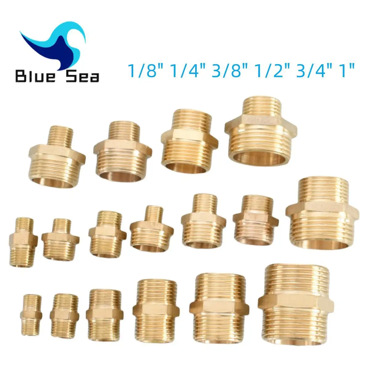 

Brass Pipe Hex Nipple Fitting 1/8" 1/4" 3/8" 1/2" 3/4" 1" BSP Male Thread Quick Adapter Coupler Connector for Water Oil Gas