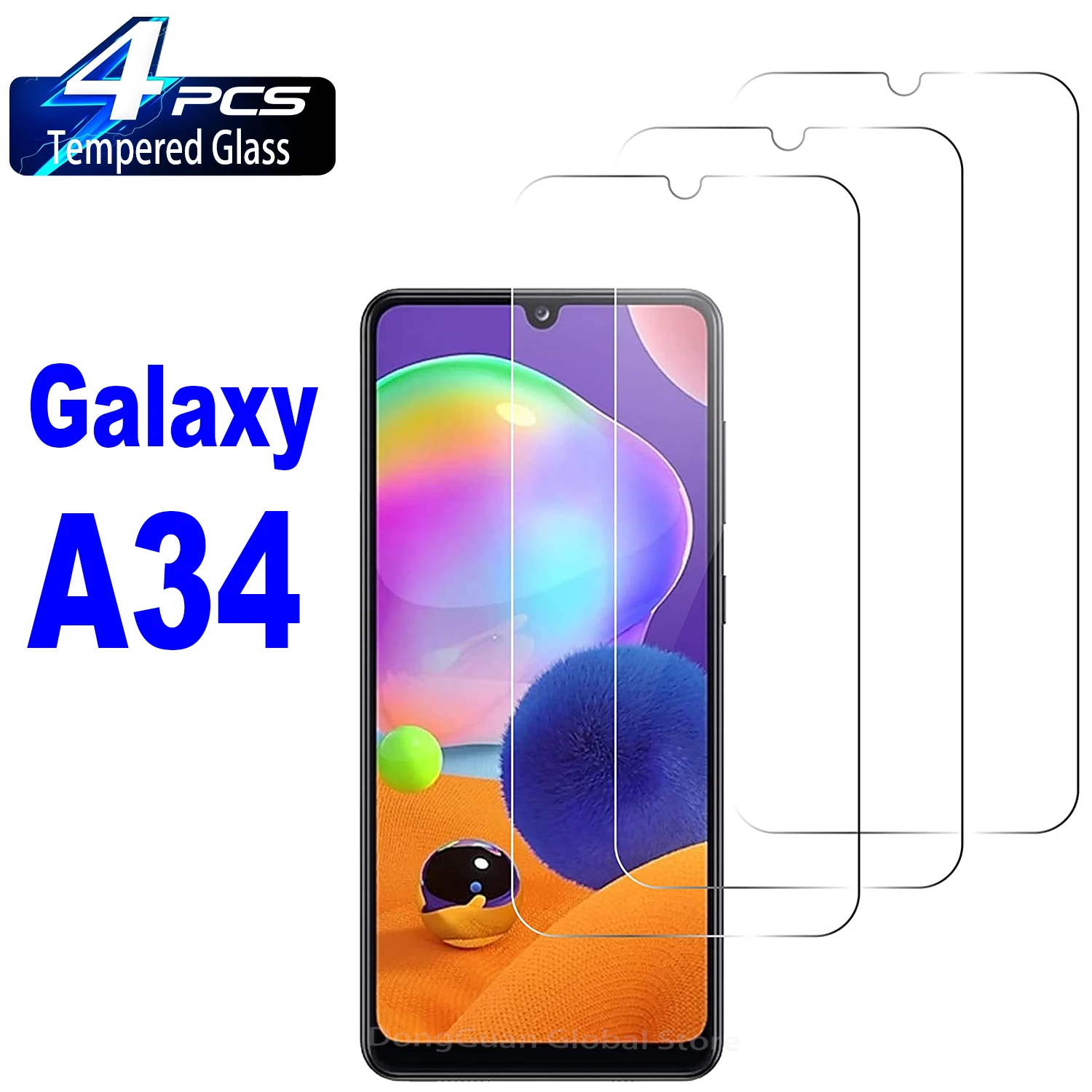 

4Pcs Screen Protector For Samsung Galaxy A34 A14 A15 A25 A24 A04S 5G A54 A74 S20FE S21FE A52 A53 A52S 5G Glass