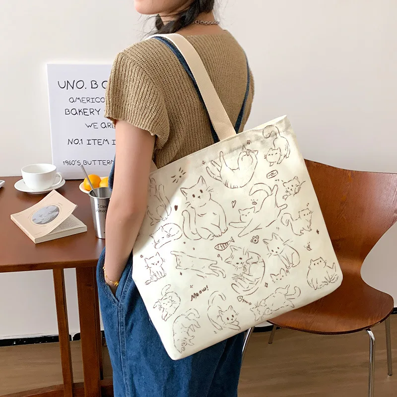 

Canvas Bag Ladies New Daily Commute Work Leisure Shopping Trend Personality All-match Student Purses and Handbags Sweet Girls