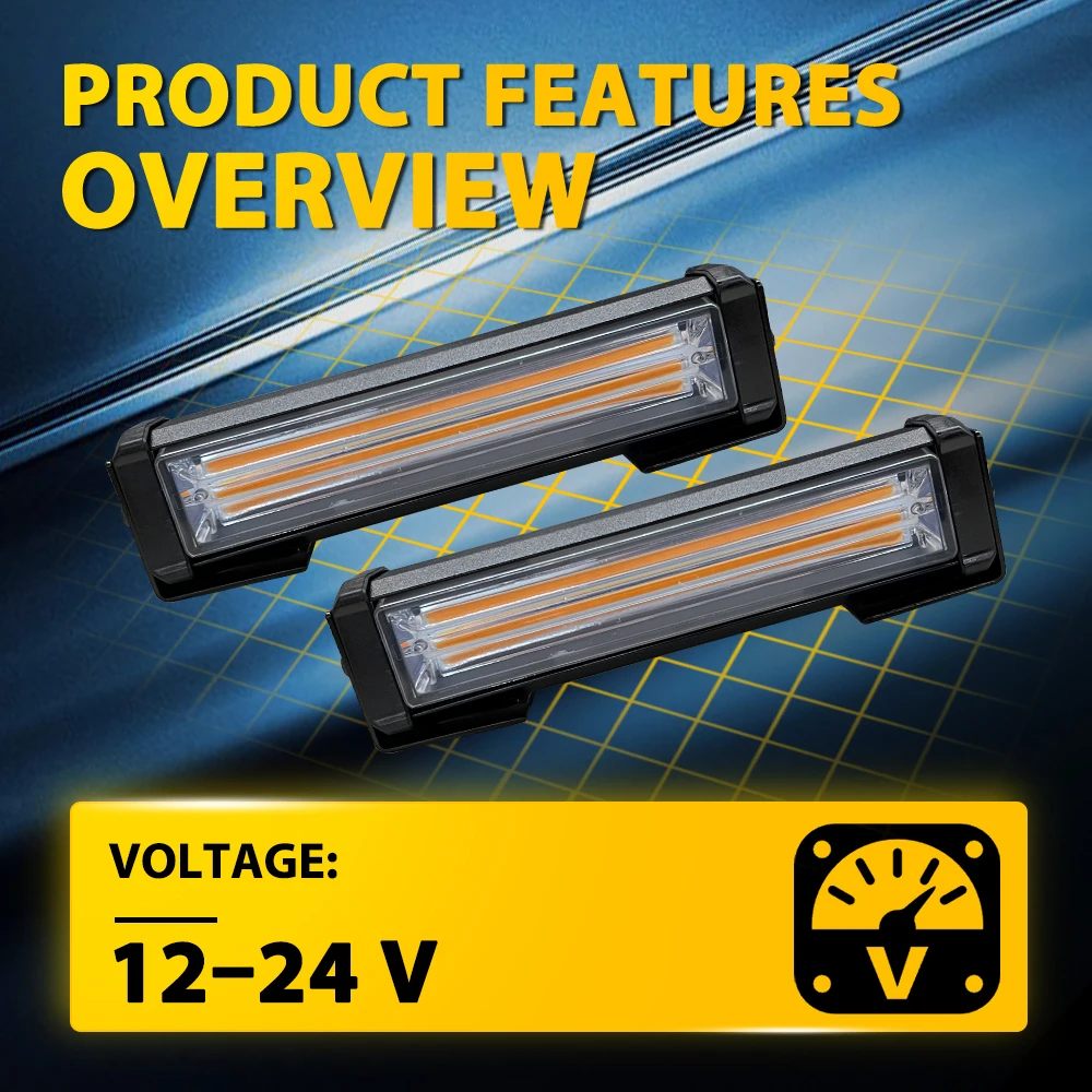 2Pcs Amber LED Strobe Flashing Lights Lamp Bars Turn Signal Lamp Emergency Light For Motorcycle Truck Bus 12-24V Waterproof 2Pcs Amber LED Strobe Flashing Lights Lamp Bars Turn Signal Lamp Emergency Light For Motorcycle Truck Bus 12-24V Waterproof