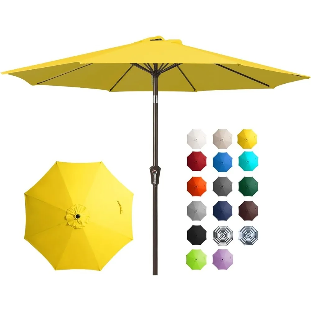 

JEAREY 9FT Outdoor Patio Umbrella Outdoor Table Umbrella with Push Button Tilt and Crank, Market Umbrella 8 Sturdy Ribs (Yellow)