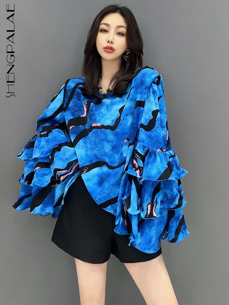 SHENGPALAE Fashion Ruffle Sleeve T-shirt For Women Autumn 2023 New Striped Contrast Color Versatile Round-neck Tees Female R3038
SHENGPALAE Fashion Ruffle Sleeve T-shirt For Women Autumn 2023 New Striped Contrast Color Versatile Round-neck Tees Female R3038