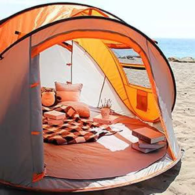 

Выдвижная палатка для кемпинга на 3-4 человек с 2 окнами, мгновенная Выдвижная палатка для солнечного пляжа для всей семьи, походные палатки для кемпинга 4 P