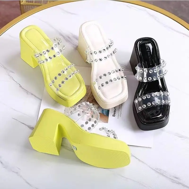 Shoes Big Size Glitter Slides Low Slippers Women Summer Square heel Heeled Mules Platform Pantofle Jelly Block High 2024 Rubber
Shoes Big Size Glitter Slides Low Slippers Women Summer Square heel Heeled Mules Platform Pantofle Jelly Block High 2024 Rubber