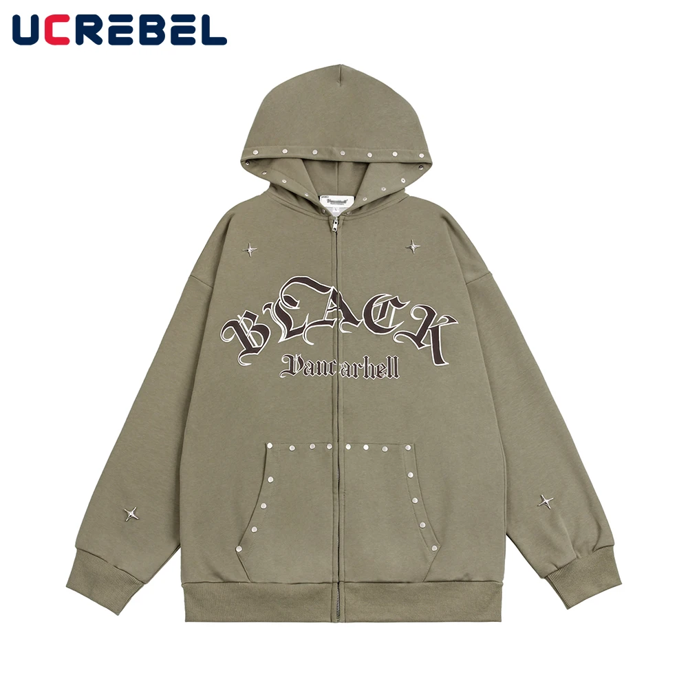 Streetwear Print Casual Hooded Sweatshirts Mens Autumn Loose with Rivets Long Sleeve Zipper Outerwear Men
Streetwear Print Casual Hooded Sweatshirts Mens Autumn Loose with Rivets Long Sleeve Zipper Outerwear Men