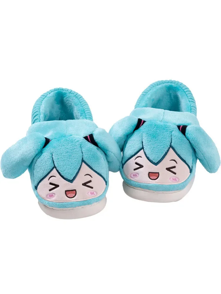 

For Cartoon animation Hatsune Miku music girl plush slippers girls winter cotton slippers keep warm